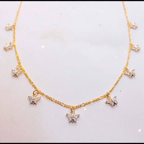 Gold Butterfly Choker Necklace - Picture 3 of 4